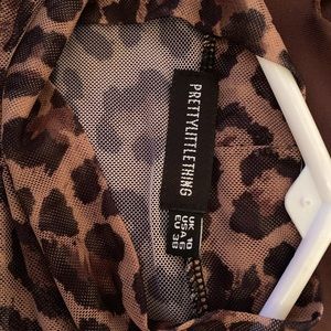 PLT Leopard Print Mesh Bodysuit